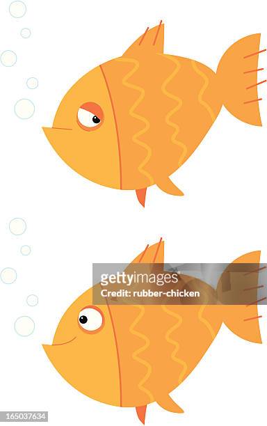 bildbanksillustrationer, clip art samt tecknat material och ikoner med happy and sad fish - guldfisk