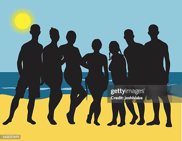 beach group - spring break party stock illustrations