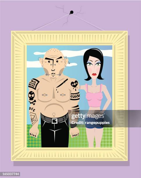 bad boyfriend - different body types stock illustrations