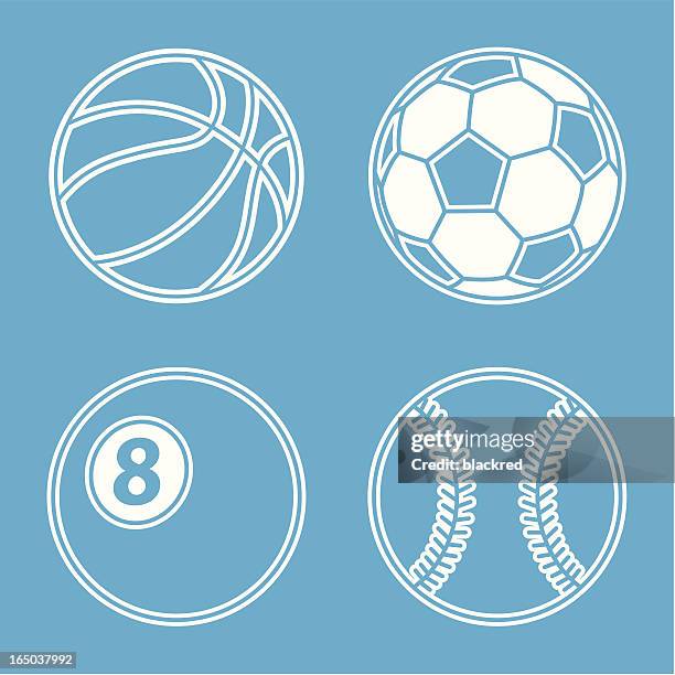 bildbanksillustrationer, clip art samt tecknat material och ikoner med balls of sports - 8 muses