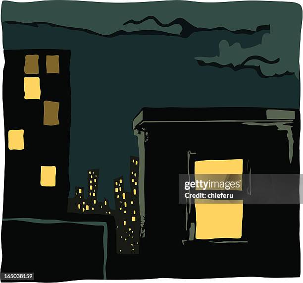 downtown - dark empty office stock illustrations