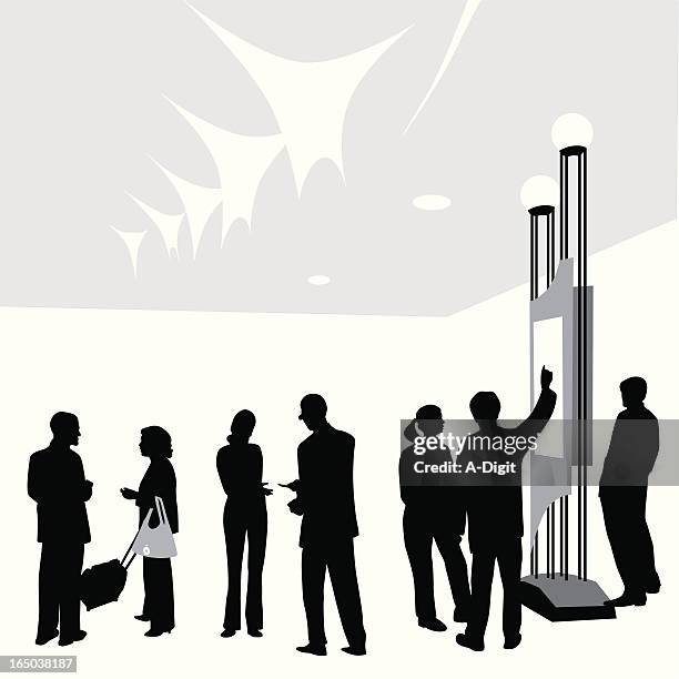 conference center vector silhouette - conference hotel stock illustrations