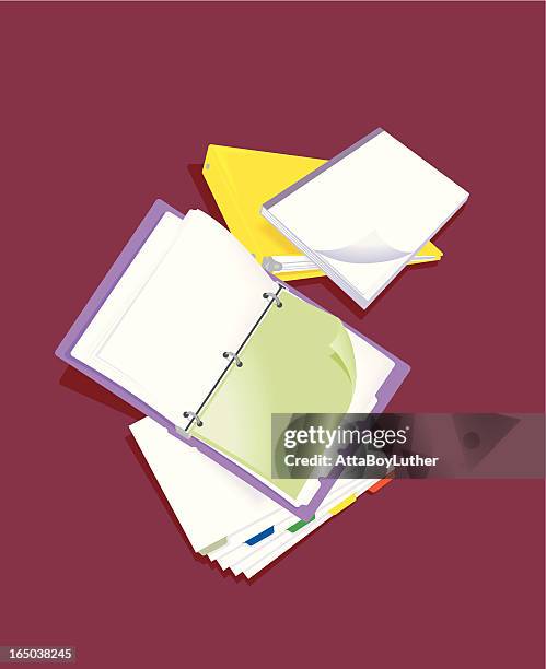 stockillustraties, clipart, cartoons en iconen met 3-ring binder with tab pages - ring binder