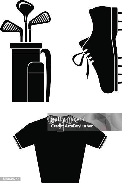 golf icons - golf bag stock illustrations