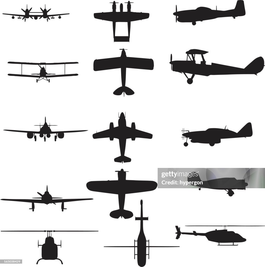 Silhueta de avião collection (vetor jpg