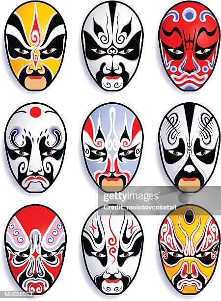 stockillustraties, clipart, cartoons en iconen met chinese opera masks - chinese mask