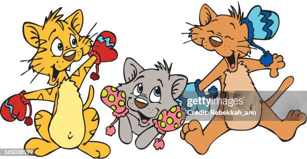 silly kittens! - kitten playing stock illustrations