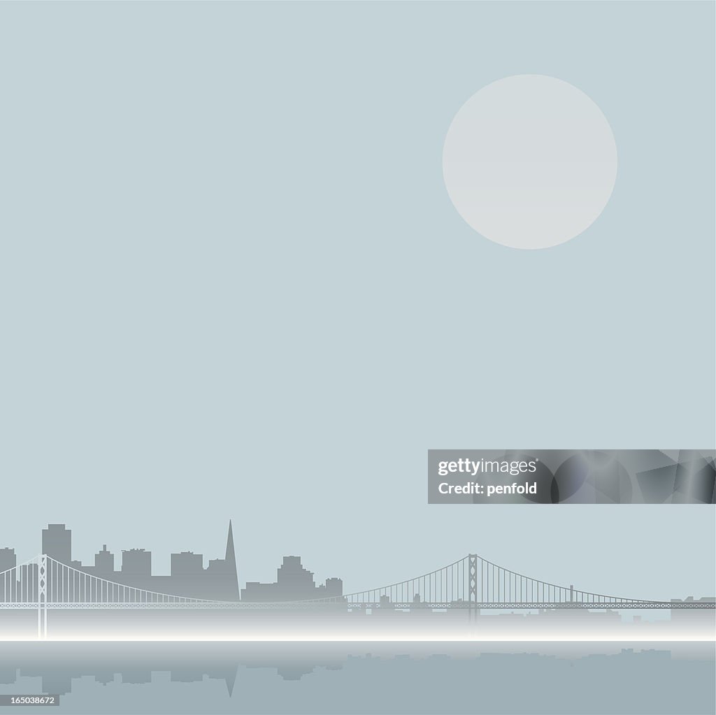 Foggy san francisco skyline