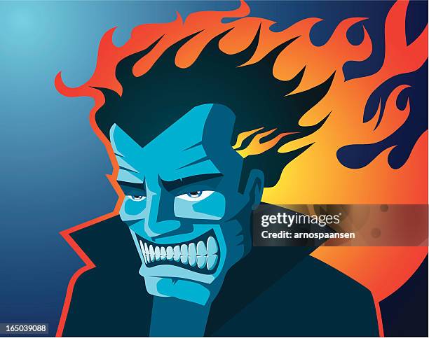 man on fire - aggressive teeth man stock illustrations