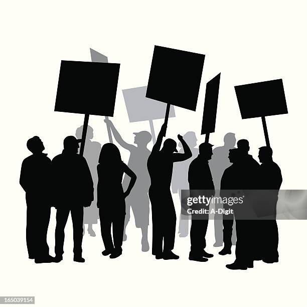 strike protest union vector silhouette - trade union stock illustrations