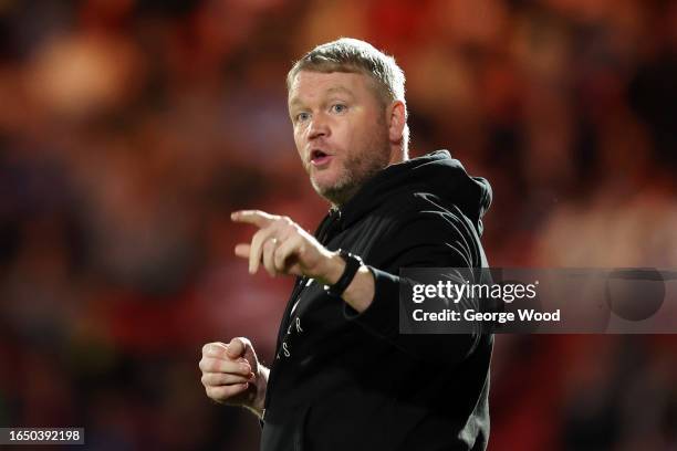 Grant McCann, Manager of Doncaster Rovers, reacts during the Carabao Cup Second Round match between Doncaster Rovers and Everton at Keepmoat Stadium...