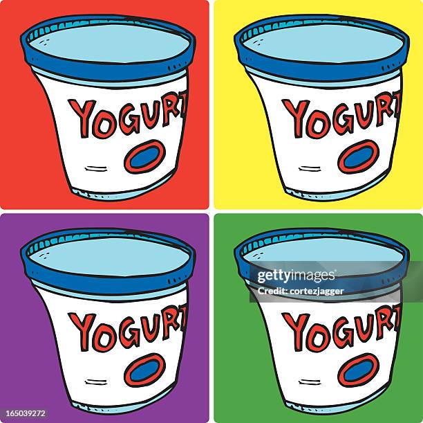 yogurt coasters (vector illustration) - yoghurt lid stock illustrations