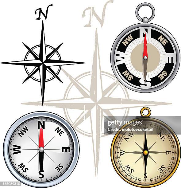 compasses (vector) - compass north stock illustrations