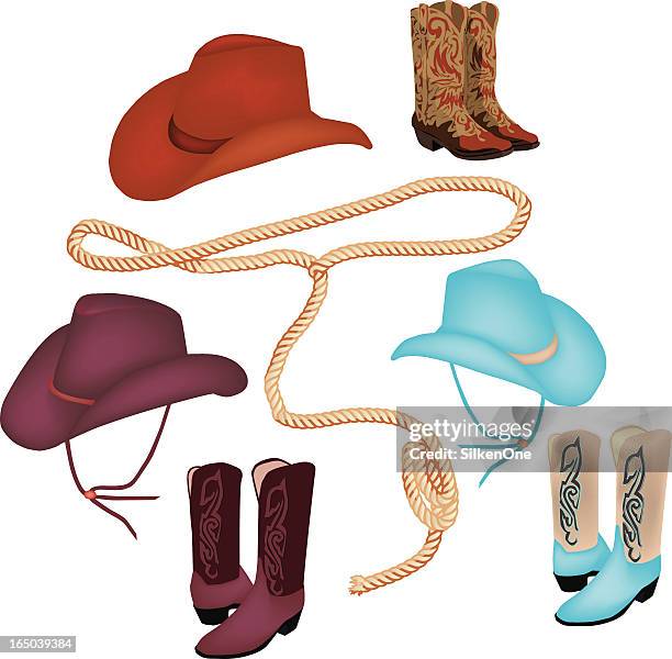illustrazioni stock, clip art, cartoni animati e icone di tendenza di western usura - red shoe