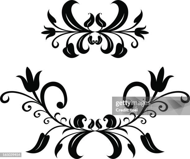 short scroll ornaments - violin scroll stock illustrations