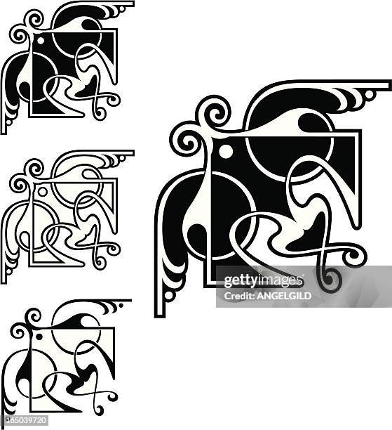 decorative corners - parchment scroll stock illustrations