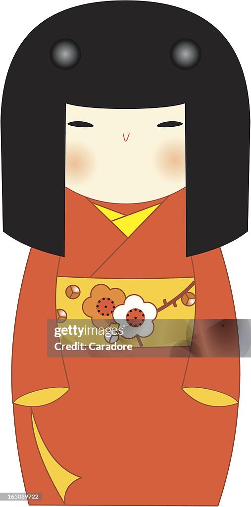 Kokeshi Girl Red