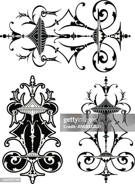 victorian english cut glass scroll - medieval scroll stock illustrations