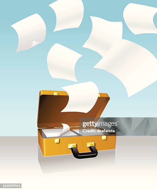 briefcase and papers - open briefcase stock illustrations