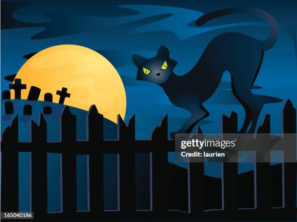 graveyard cat - bizarre cat stock illustrations