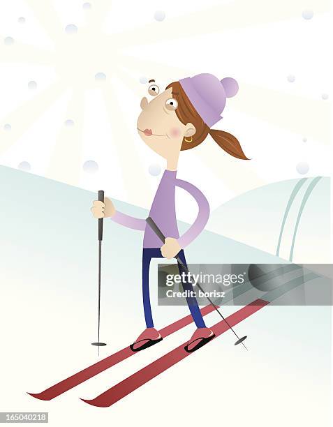 ski girl - cross country skiing stock illustrations