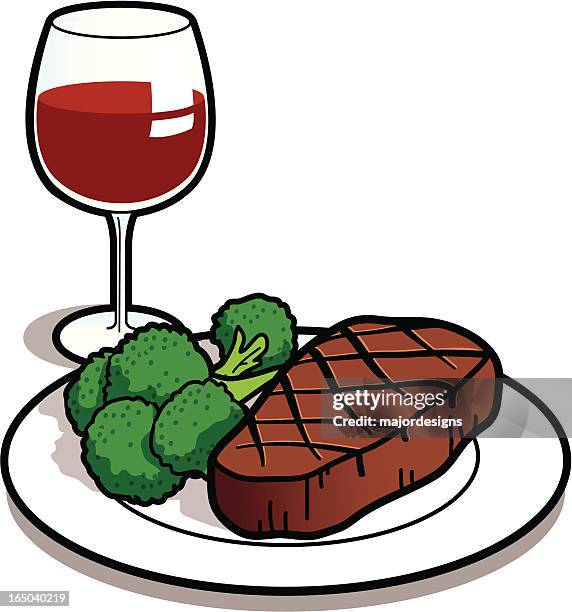 steak dinner - filet mignon stock illustrations