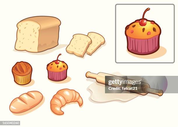 bakery shop - bread dough stock illustrations