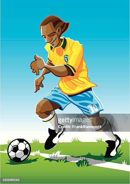 bildbanksillustrationer, clip art samt tecknat material och ikoner med cartoon soccer player yellow - midfielder soccer player