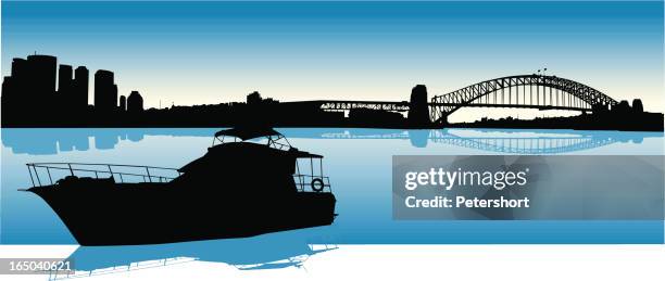 stockillustraties, clipart, cartoons en iconen met sydney harbour australia - sydney skyline vector