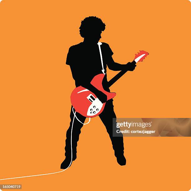 new rock guitarist silhouette (vector illustration) - musician 幅插畫檔、美工圖案、卡通及圖標