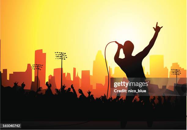rock on! - crowd surfing stock illustrations