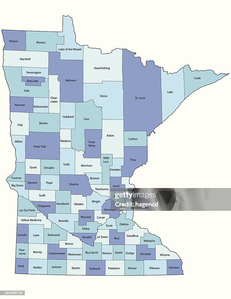 Minnesota state - county map
