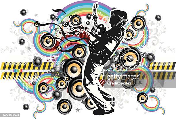 guitarist with techno design - guitarist stock illustrations