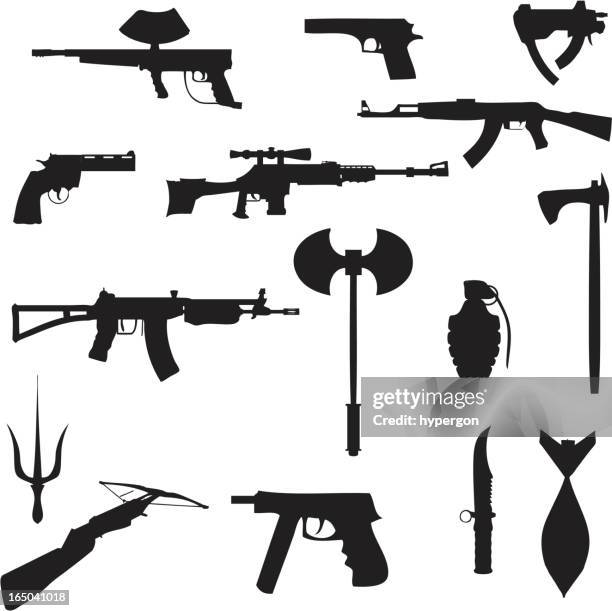 weapons collection (vector+jpg) - paintball stock illustrations