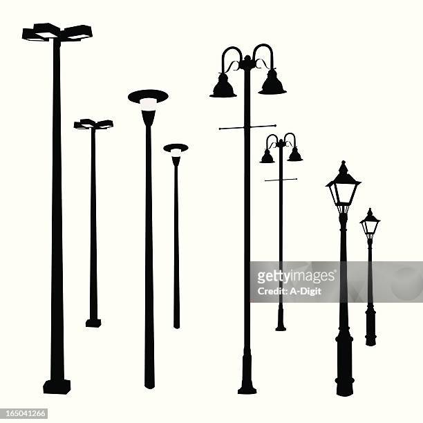 lamp posts vector silhouette - street light stock illustrations