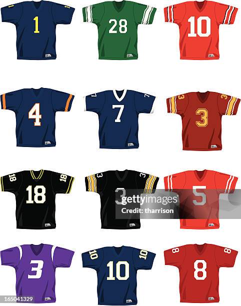 ilustrações de stock, clip art, desenhos animados e ícones de vector das camisolas de futebol - jersey fabric