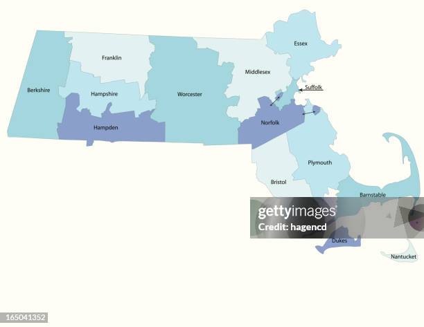 illustrations, cliparts, dessins animés et icônes de massachusetts état-comté de la carte - massachusetts