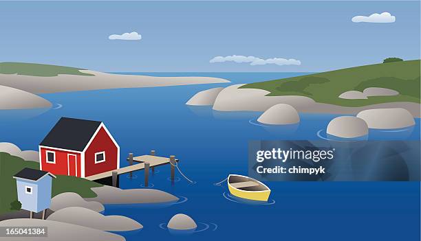 bildbanksillustrationer, clip art samt tecknat material och ikoner med homescapes - nova scotia - boat dock