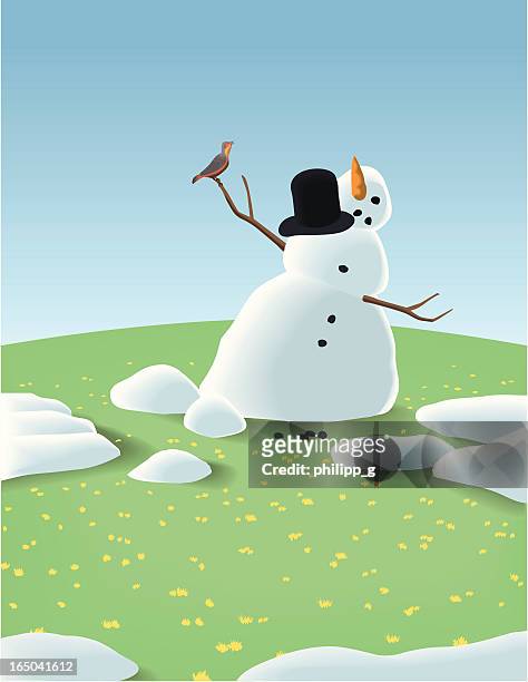 signs of spring! - snow on grass stock illustrations