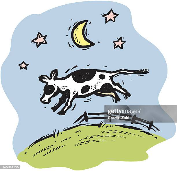 kuh-sprung - kühe weide stock-grafiken, -clipart, -cartoons und -symbole