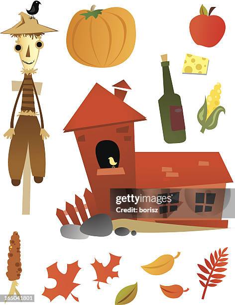 autumn - building greenery stock illustrations