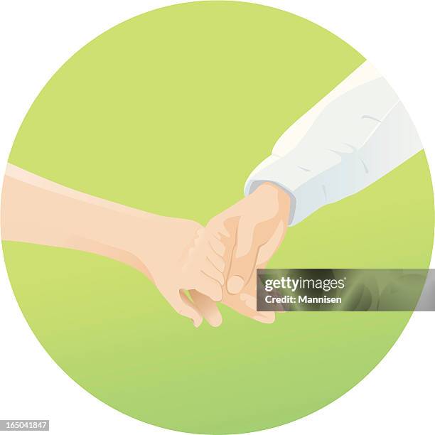 holding hands - vector - two hands touching stock illustrations