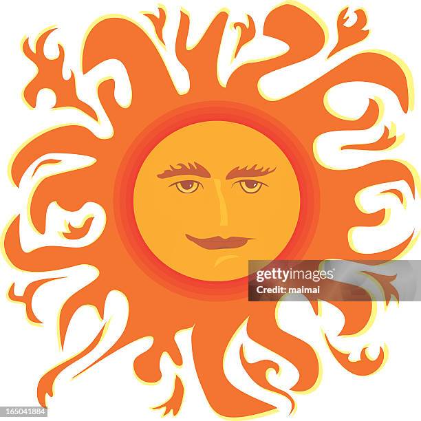 vector sun face - masculine - head exploding stock illustrations