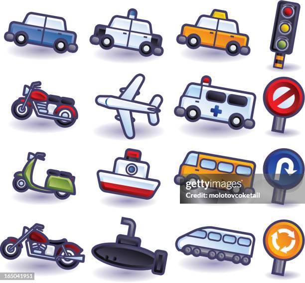 transporticon (icons set) - train intersection stock illustrations