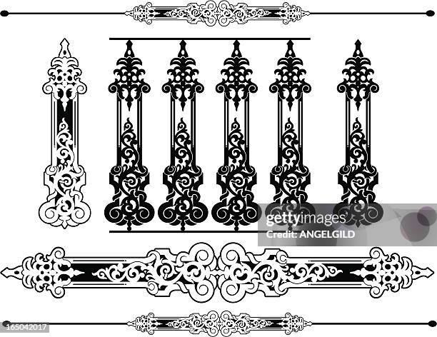 ornate rule ,panel and railing design - wrought iron stock illustrations