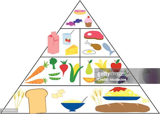 food guide pyramid - broccoli on white stock illustrations