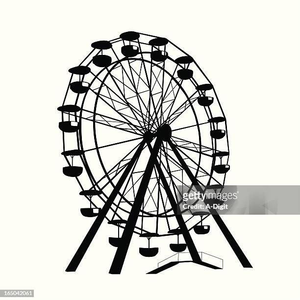 ferris wheel vector silhouette - big wheel stock illustrations