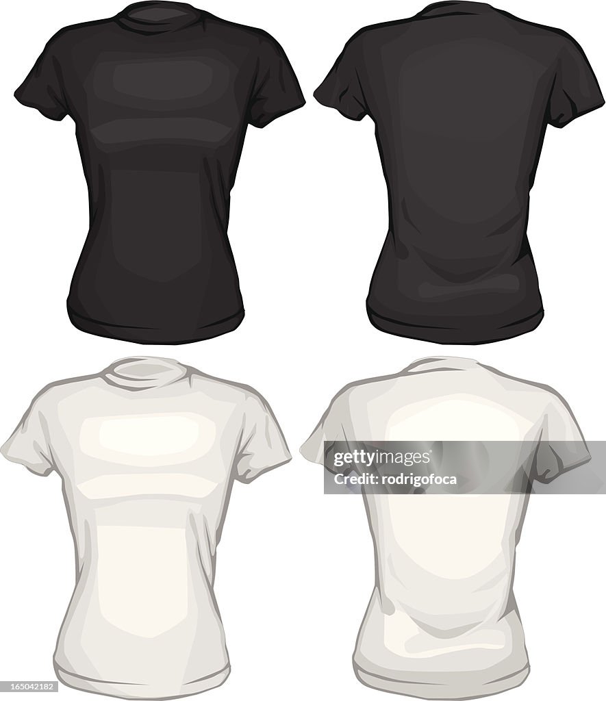 Vector Front Back Black And White Tee Shirts Vector Front Back High-Res Vector Graphic ...