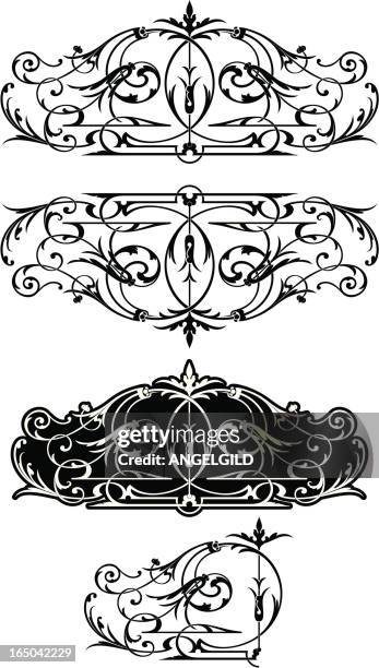 victorian cut glass scroll - victorian pattern stock illustrations