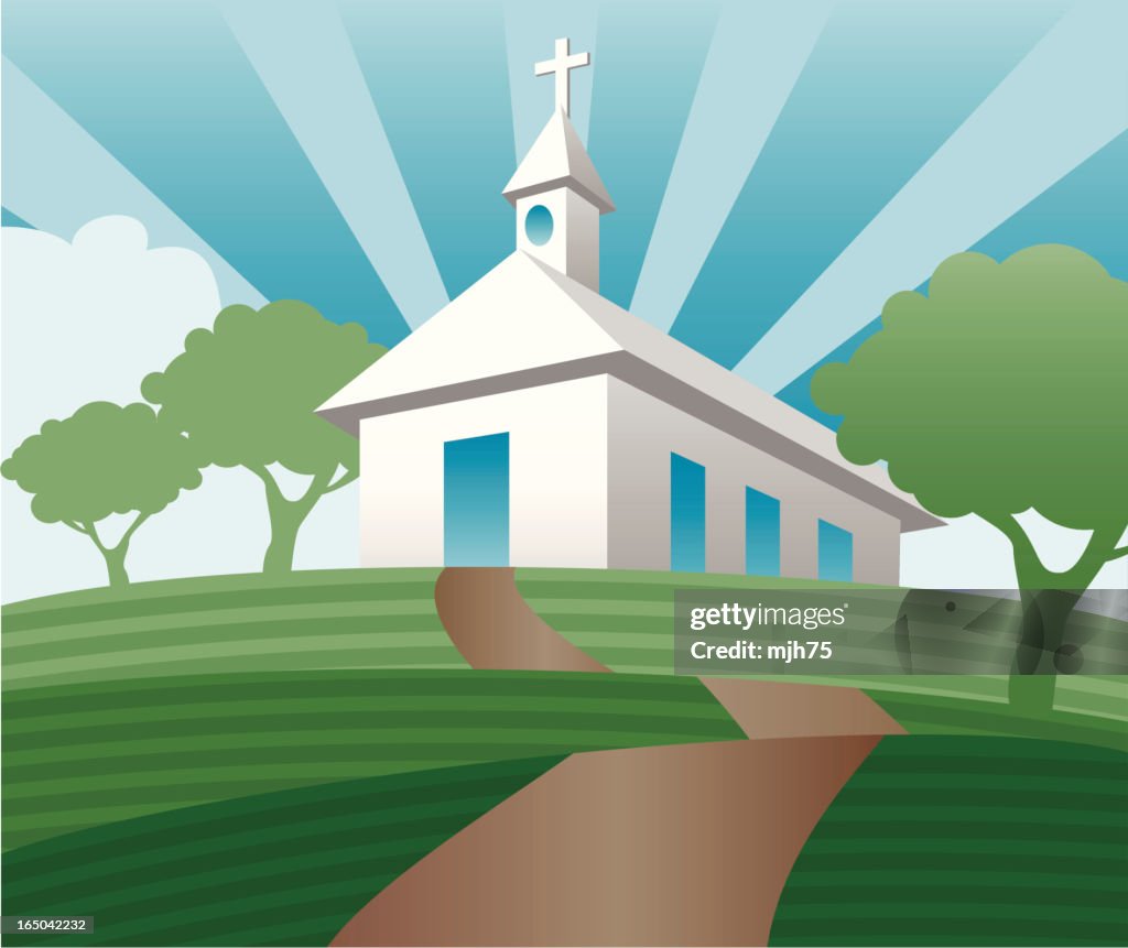 Chiesa di campagna su una collina